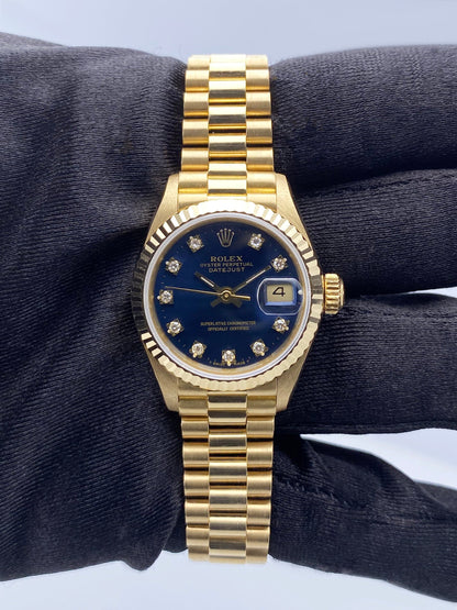 Rolex Datejust 69178 Diamond Blue Dial Ladies Watch Box Papers