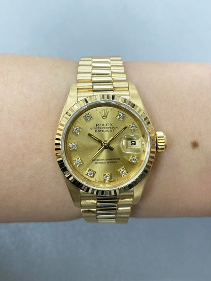 Rolex Datejust 69178 Diamond Dial 18K Yellow Gold Ladies Watch
