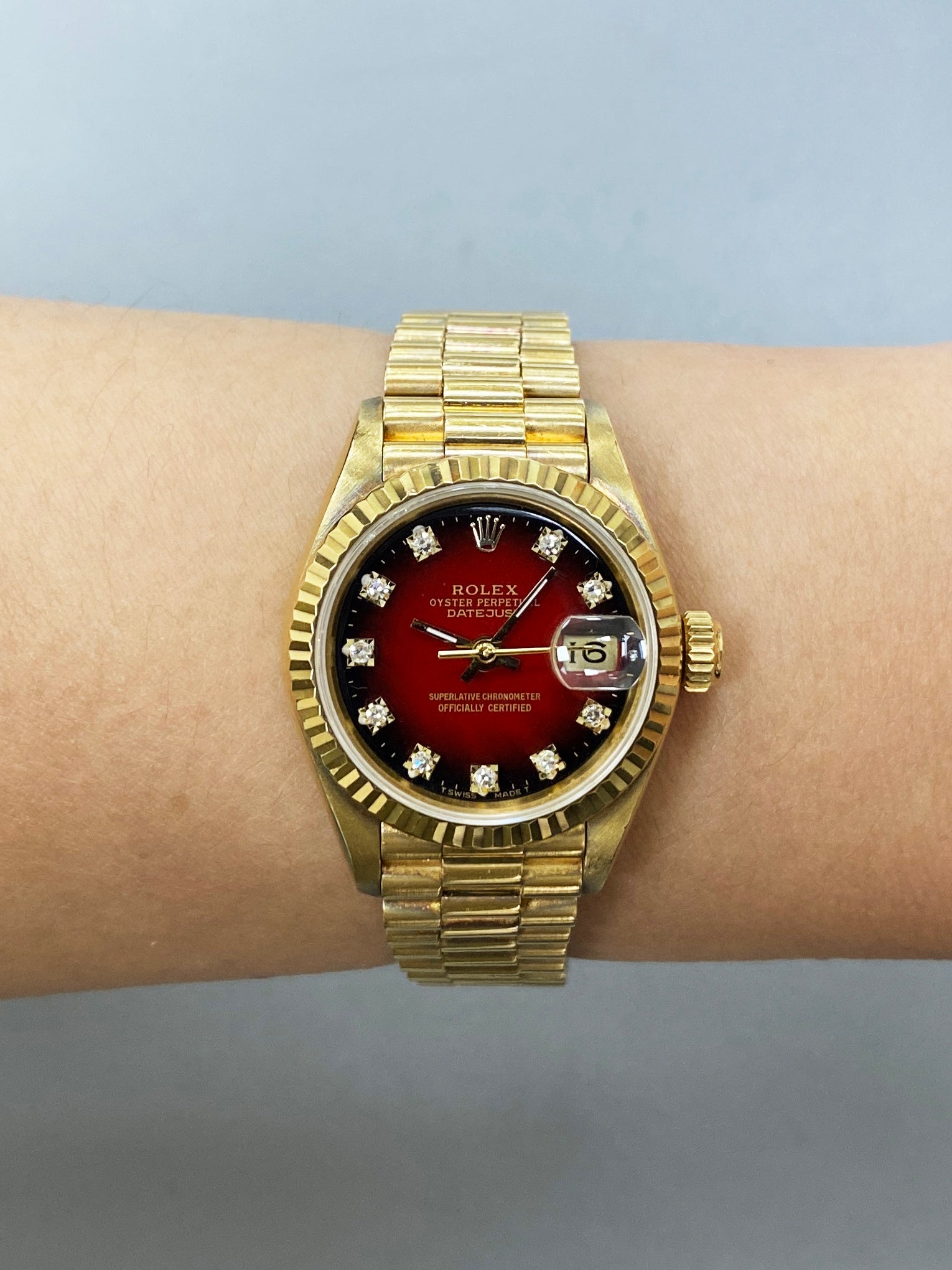 邦楽 [Red's Box] RED WARRIORS Rolex Datejust 69178 Red Dial Ladies Watch Box Papers