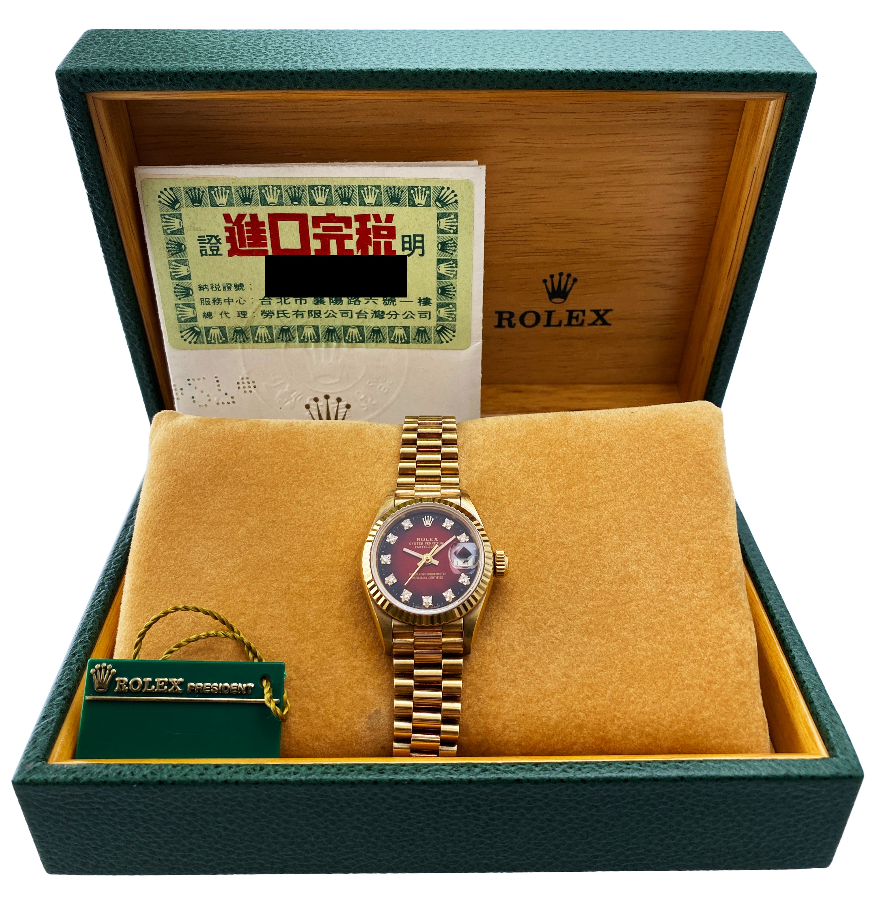 邦楽 [Red's Box] RED WARRIORS Rolex Datejust 69178 Red Dial Ladies Watch Box Papers