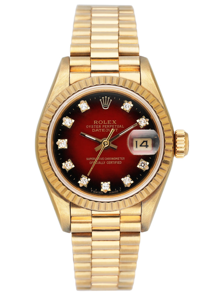 Rolex Datejust 69178 Red Dial Ladies Watch Box Papers - Virtual