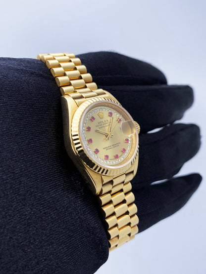 Rolex Datejust 69178 Ruby Diamond Dial Ladies Watch Box Papers - Virtual