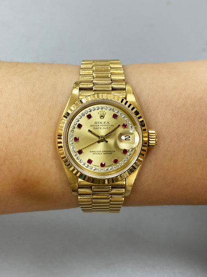 Rolex Datejust 69178 Ruby Diamond Dial Ladies Watch Box Papers - Virtual