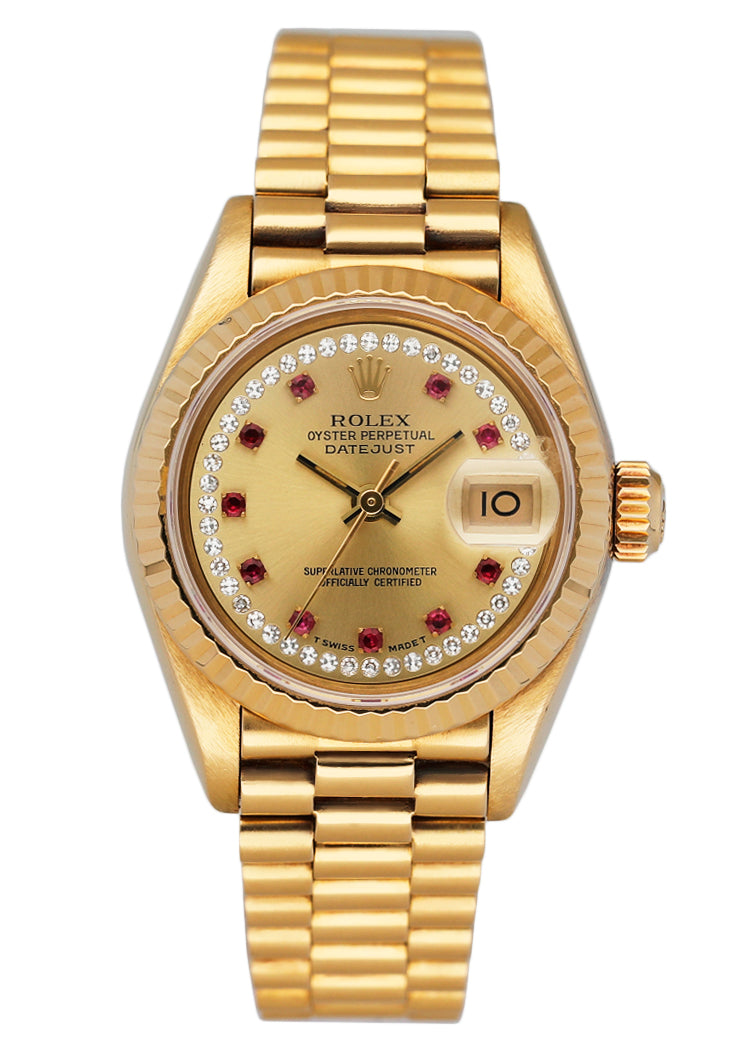 Rolex Datejust 69178 Ruby Diamond Dial Ladies Watch Box Papers - Virtual