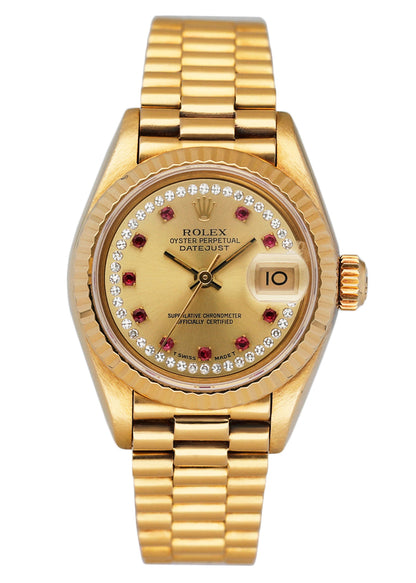 Rolex Datejust 69178 Ruby Diamond Dial Ladies Watch Box Papers - Virtual