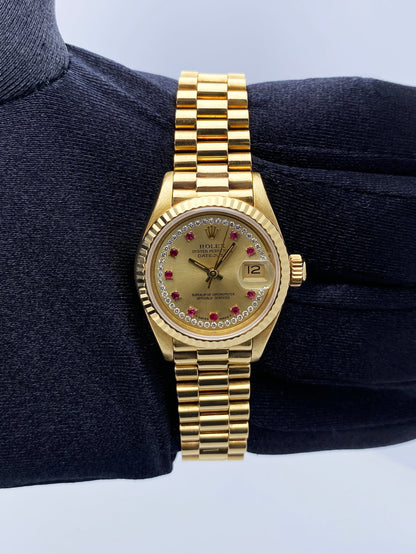 Rolex Datejust 69178 Ruby Diamond Dial Ladies Watch Box Papers - Virtual