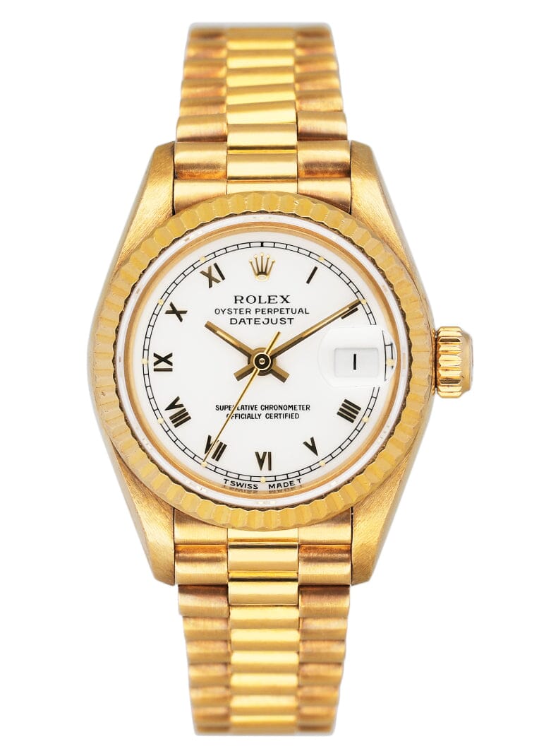 Rolex Datejust 69178 White Dial 18K Yellow Gold Ladies Watch Box Papers