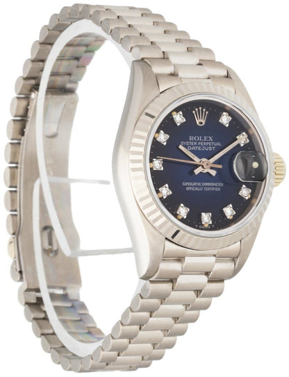 Rolex Datejust 69179 White Gold With Diamond Index Ladies Watch