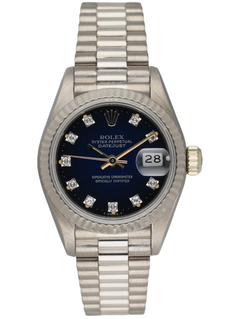 Rolex Datejust 69179 White Gold With Diamond Index Ladies Watch