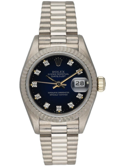 Rolex Datejust 69179 White Gold With Diamond Index Ladies Watch