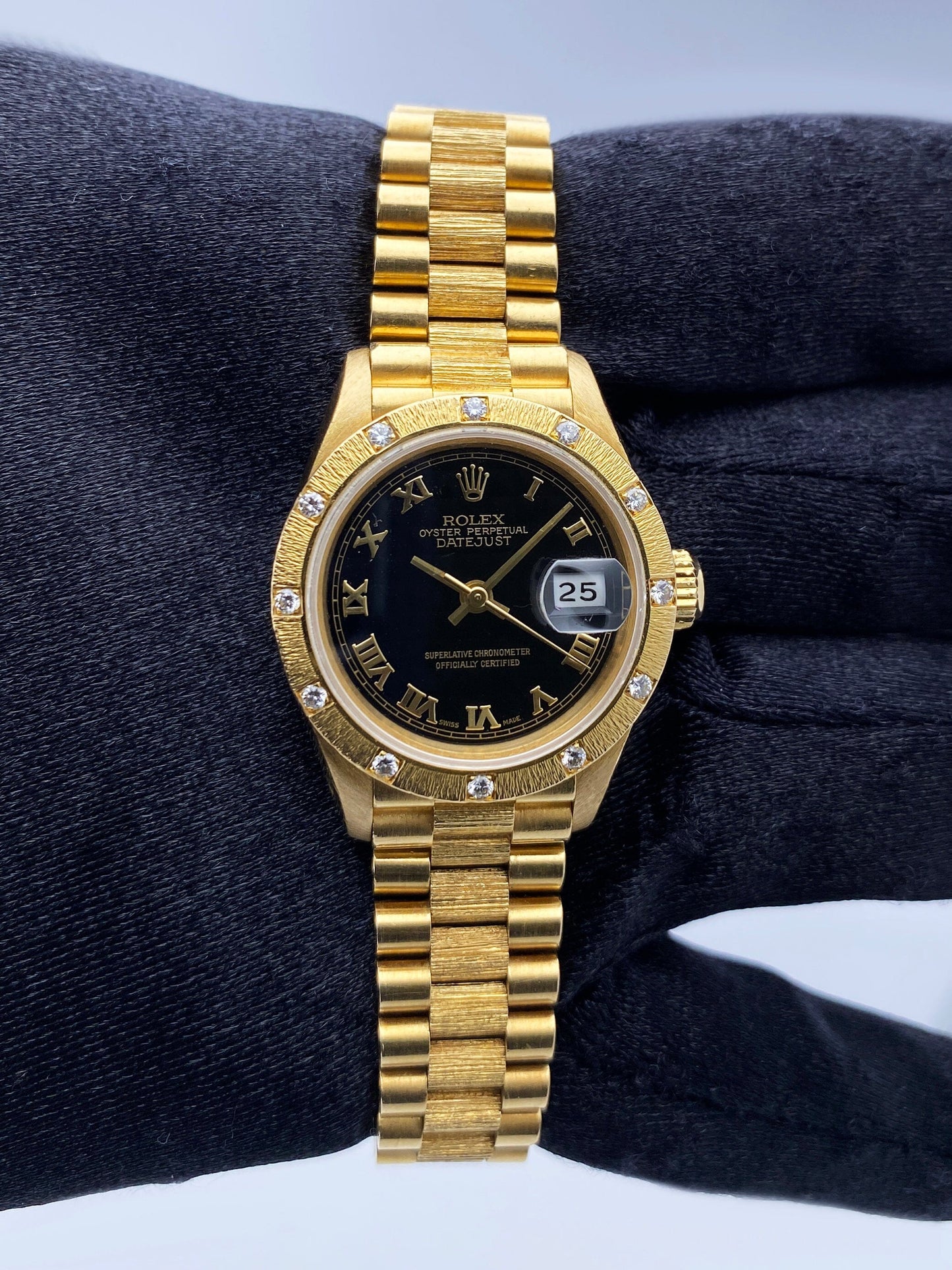 Rolex Datejust 69288 Diamond Black Pyramid Dial Ladies Watch
