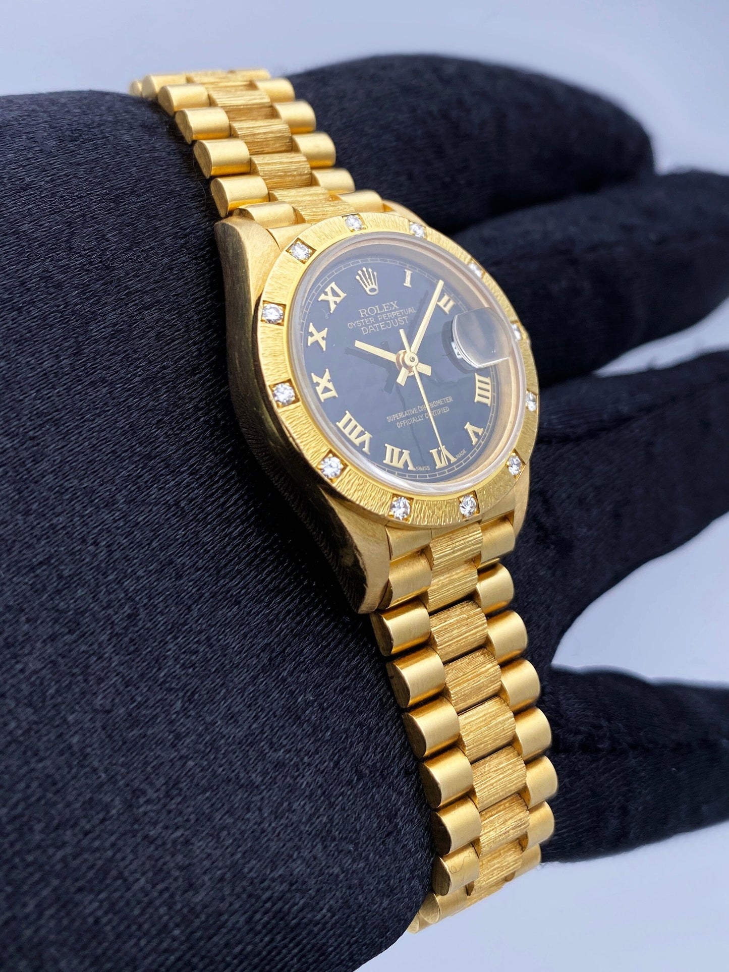 Rolex Datejust 69288 Diamond Black Pyramid Dial Ladies Watch