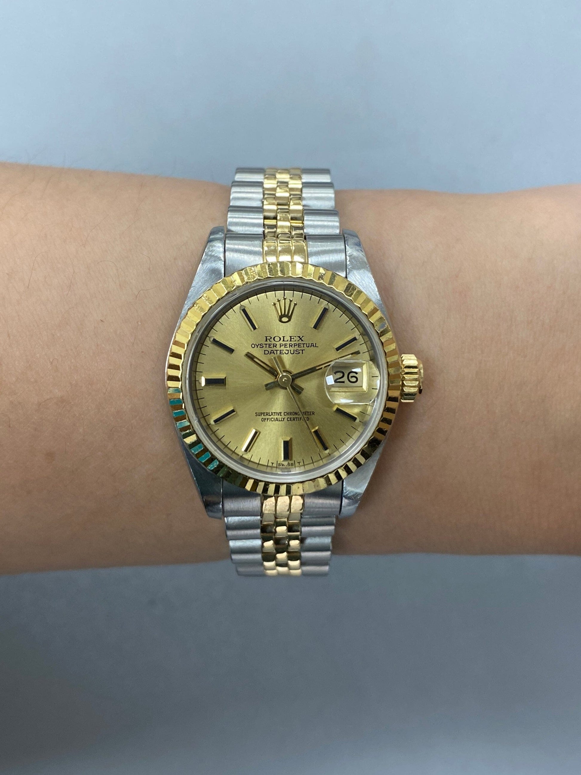 Rolex Datejust 69173 Blue Anniversary Dial Ladies Watch Box Papers - Watches