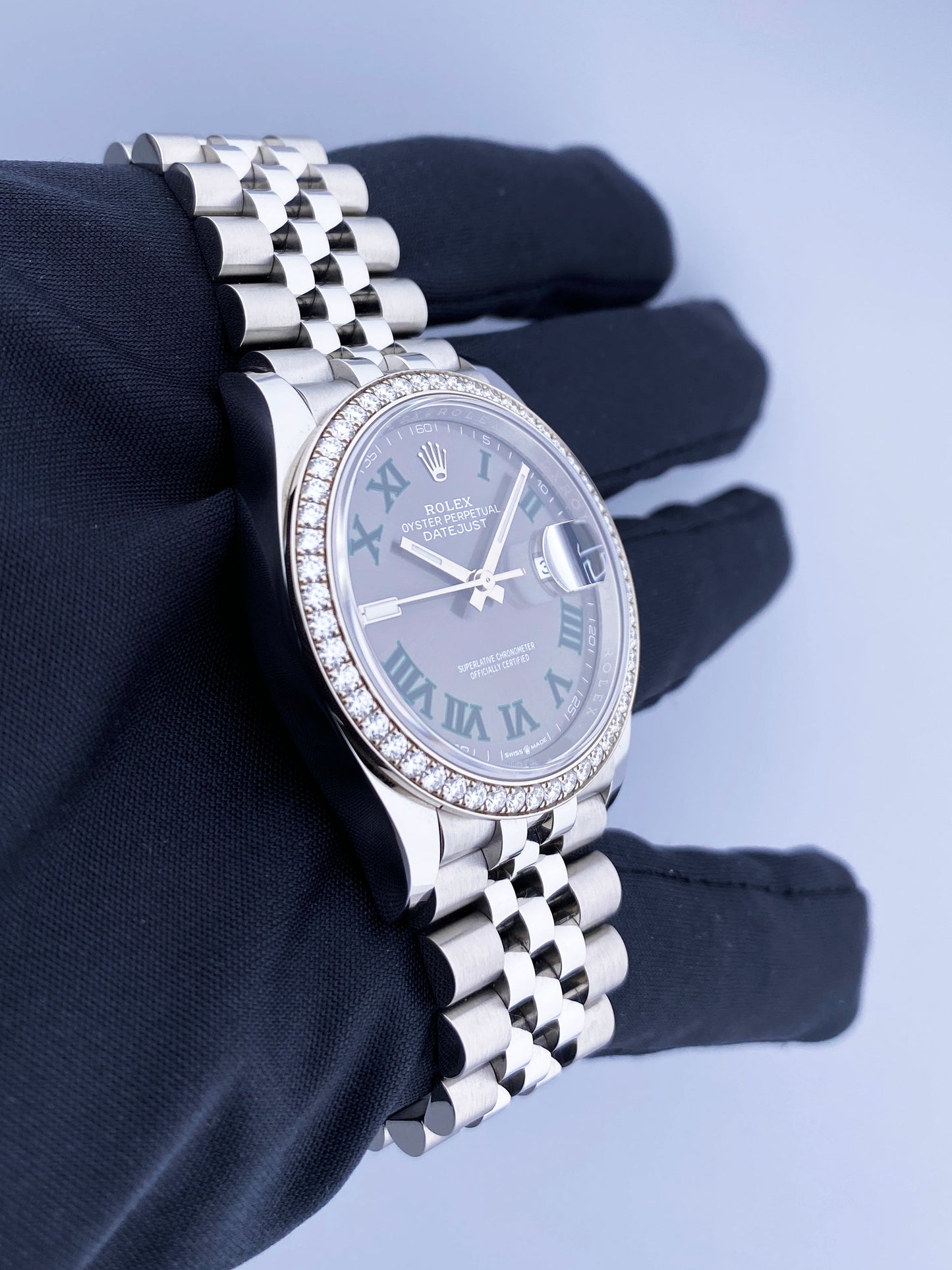 Rolex Datejust Wimbledon 126284RBR Diamond Mens Watch Box Papers - Wristwatch