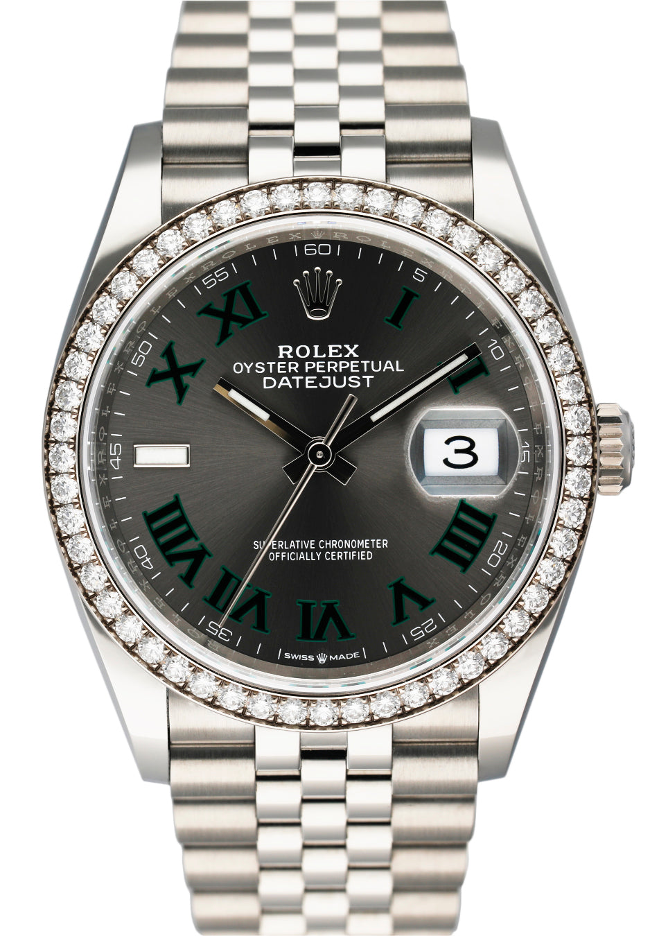 Rolex Datejust Wimbledon 126284RBR Diamond Mens Watch Box Papers - Wristwatch