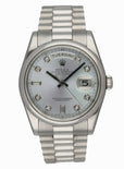 Rolex Day-Date 118206 Platinum Ice Blue Diamond Dial Box & Papers