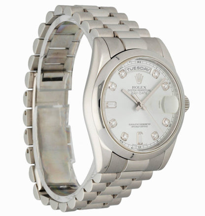 Rolex Day-Date 118206 Platinum Ice Blue Diamond Dial Box & Papers