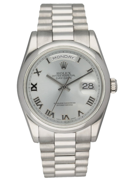 Rolex Day-Date 118206 Platinum Ice Blue Roman Dial Men’s Watch - Virtual