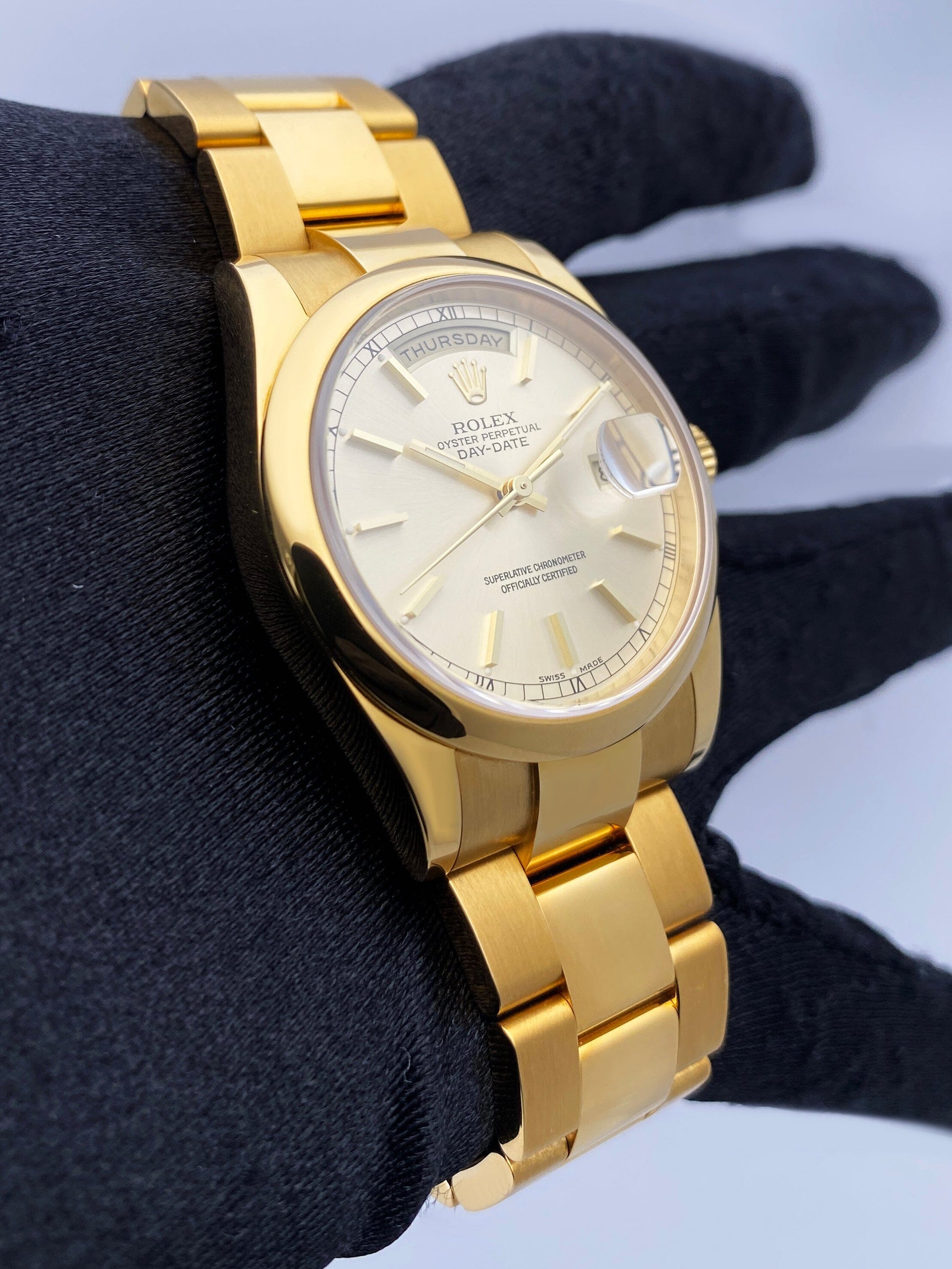 Rolex Day Date 118208 President 18K Yellow Gold Mens Watch Box Papers - Watches
