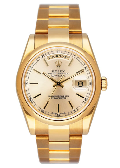 Rolex Day Date 118208 President 18K Yellow Gold Mens Watch Box Papers - Watches