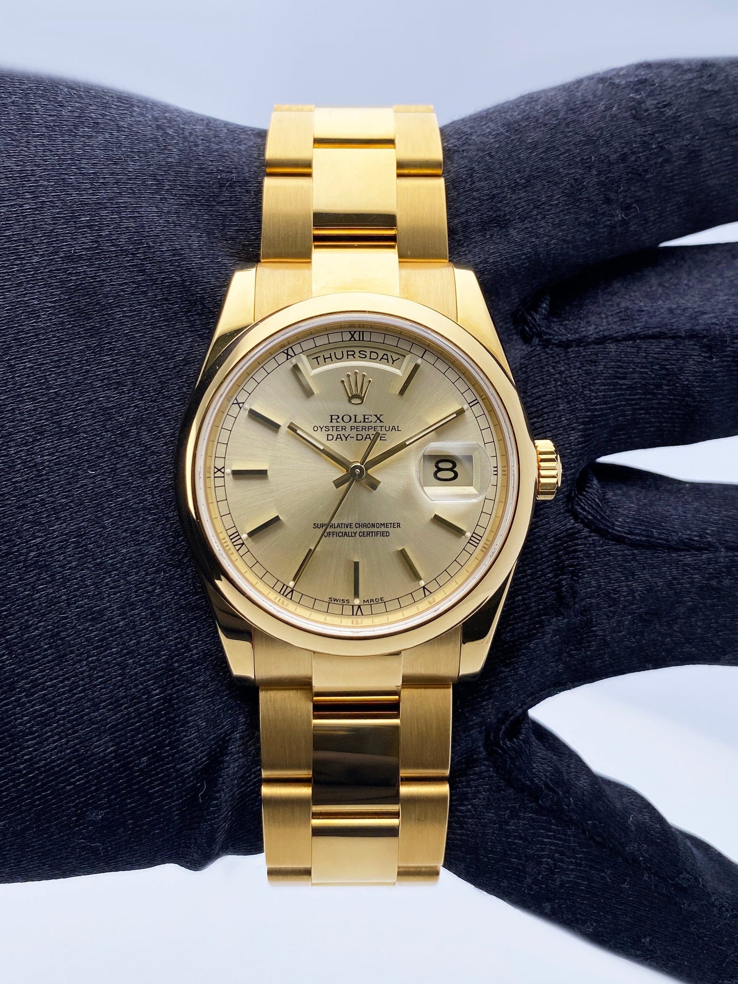 Rolex Day Date 118208 President 18K Yellow Gold Mens Watch Box Papers - Watches