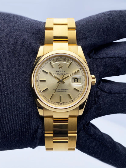 Rolex Day Date 118208 President 18K Yellow Gold Mens Watch Box Papers - Watches