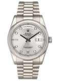 Rolex Day-Date 118209 Diamond 18K White Gold Mens Watch - Wristwatch