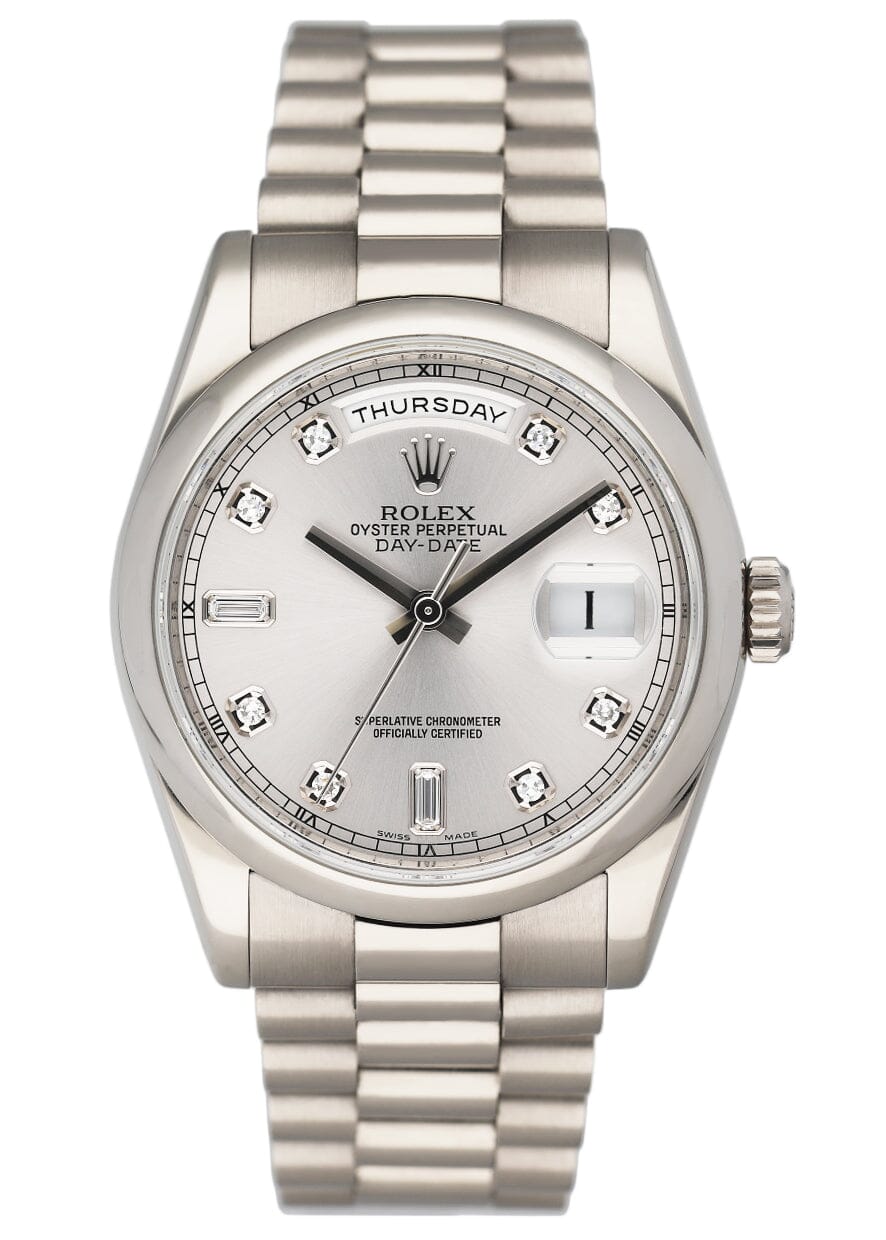 Rolex Day-Date 118209 Diamond 18K White Gold Mens Watch - Wristwatch