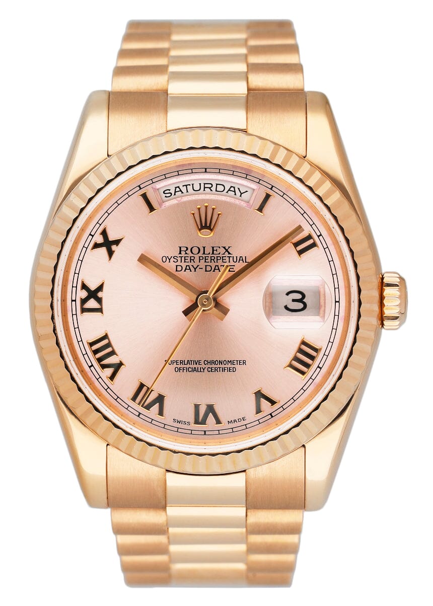 Rolex Day Date 118235 Pink Dial 18k Rose Gold Mens Watch - Watches