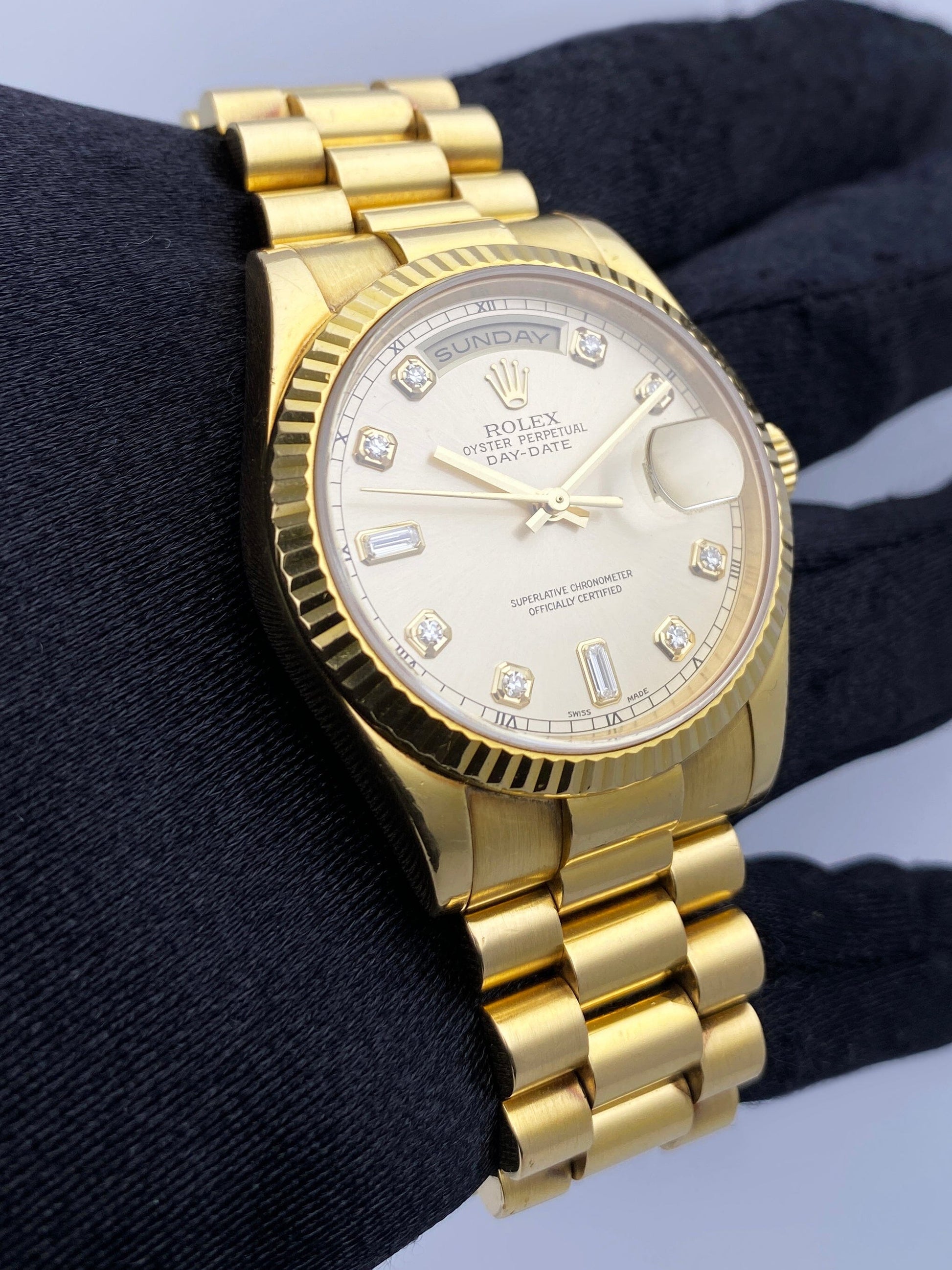 Rolex Day-Date 118238 Diamond Pink Dial Mens Watch Box Papers