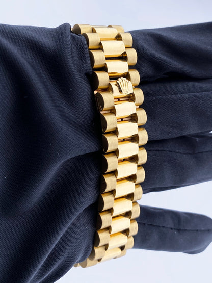 Rolex Day Date 18038 18K Yellow Gold Wood Dial Mens Watch