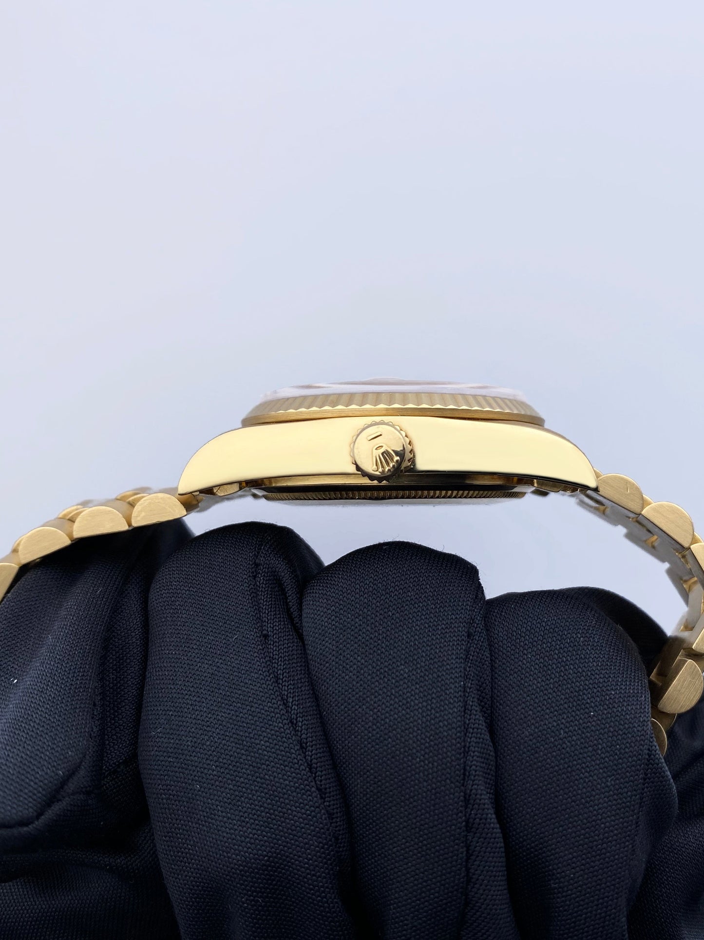 Rolex Day Date 18038 18K Yellow Gold Wood Dial Mens Watch