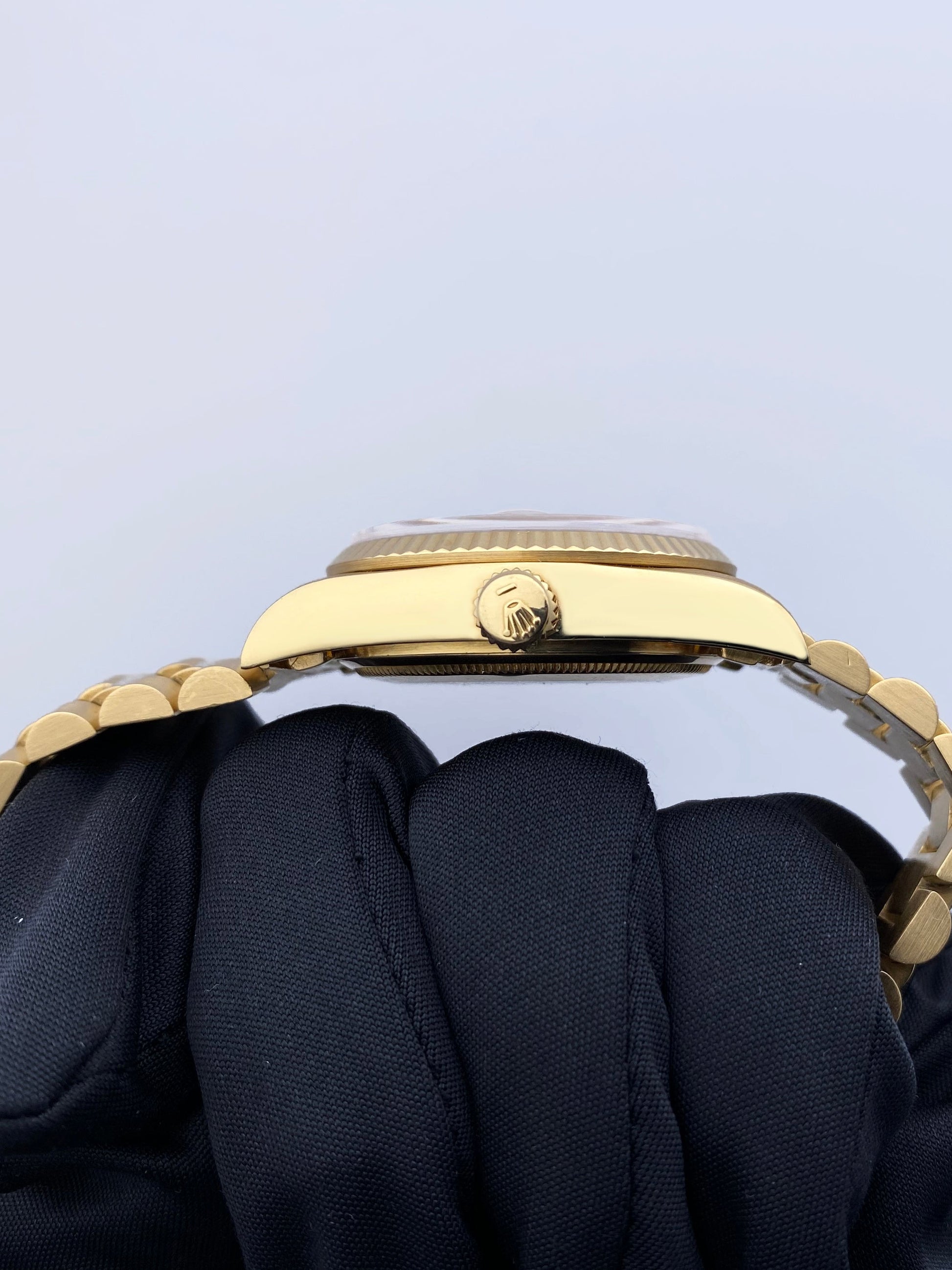 Rolex Day Date 18038 18K Yellow Gold Wood Dial Mens Watch