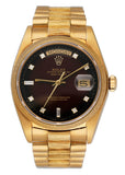 Rolex Day Date 18078 Brown Vignette Diamond Dial Yellow Gold Mens Watch - Watches
