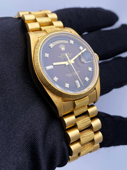 Rolex Day Date 18078 Brown Vignette Diamond Dial Yellow Gold Mens Watch - Watches