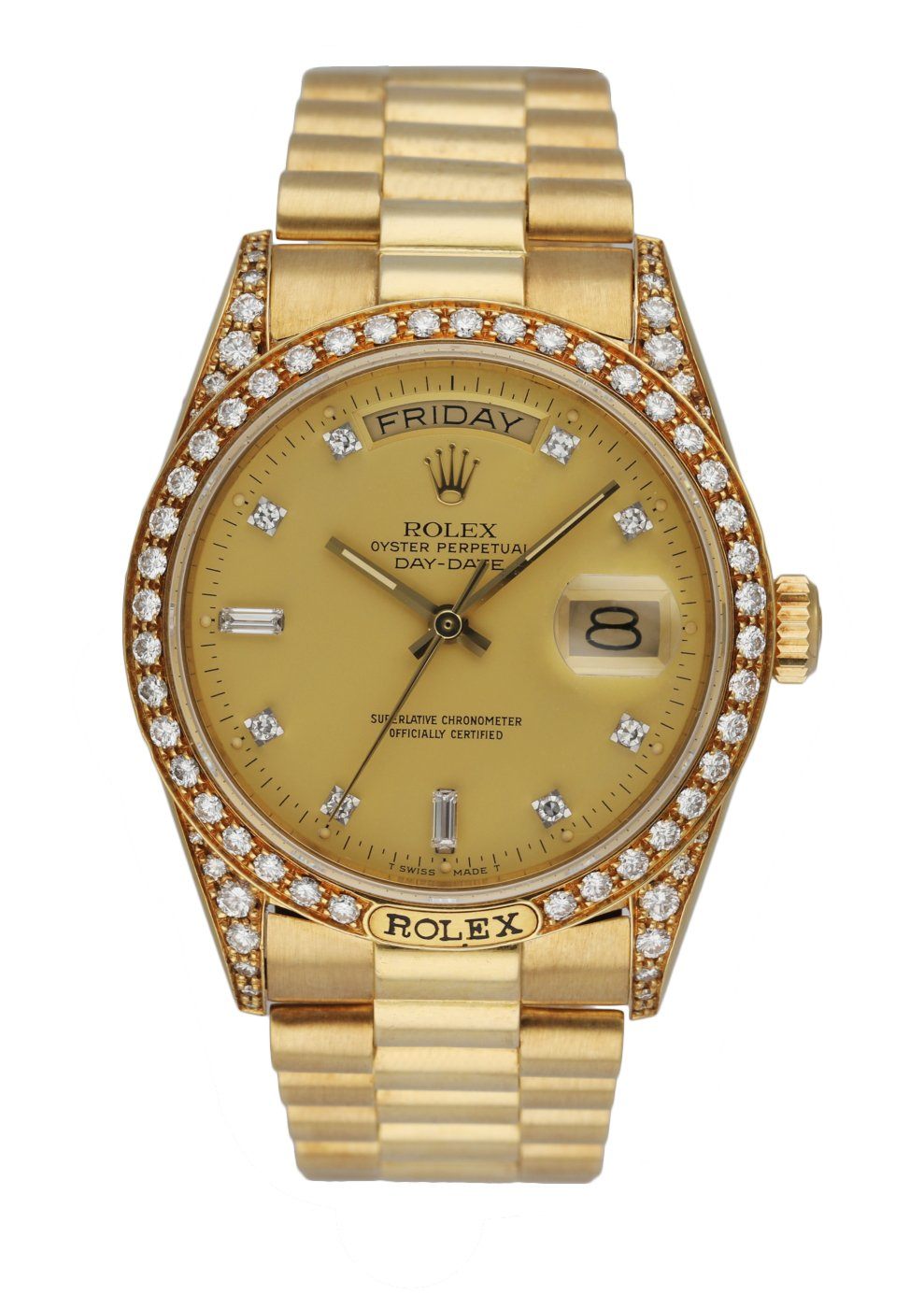 Rolex Day Date 18138 18K Yellow Gold Factory Diamond Dial Men’s Watch - Wristwatch