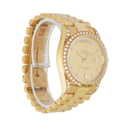 Rolex Day Date 18138 18K Yellow Gold Factory Diamond Dial Men’s Watch - Wristwatch