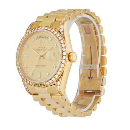 Rolex Day Date 18138 18K Yellow Gold Factory Diamond Dial Men’s Watch - Wristwatch