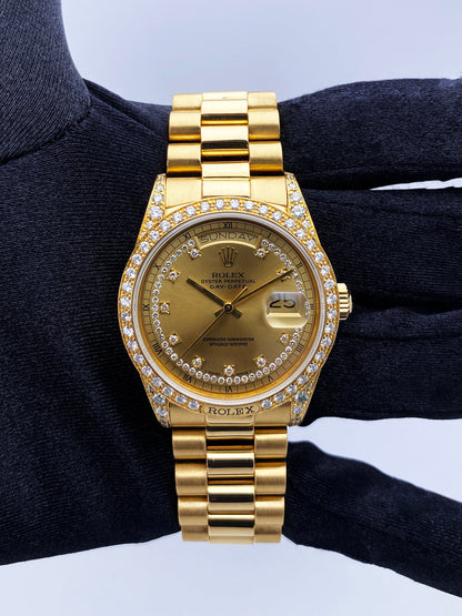 Rolex Day Date 18138 Diamond Dial 18K Yellow Gold Mens Watch - Wristwatch