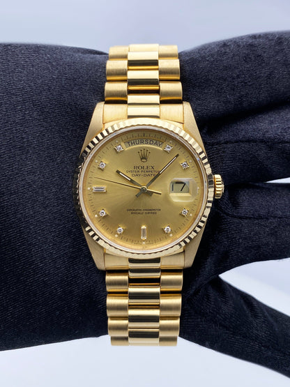 Rolex Day Date 18238 Diamond Dial Mens Watch