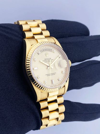 Rolex Day Date 18238 President Diamond Dial Mens Watch - Wristwatch