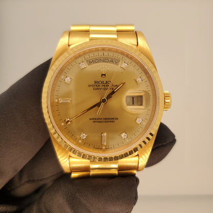 Rolex Day Date 18238 President Diamond Dial Men’s Watch - Wristwatch
