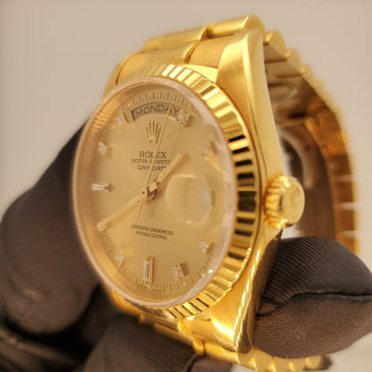 Rolex Day Date 18238 President Diamond Dial Men’s Watch - Wristwatch