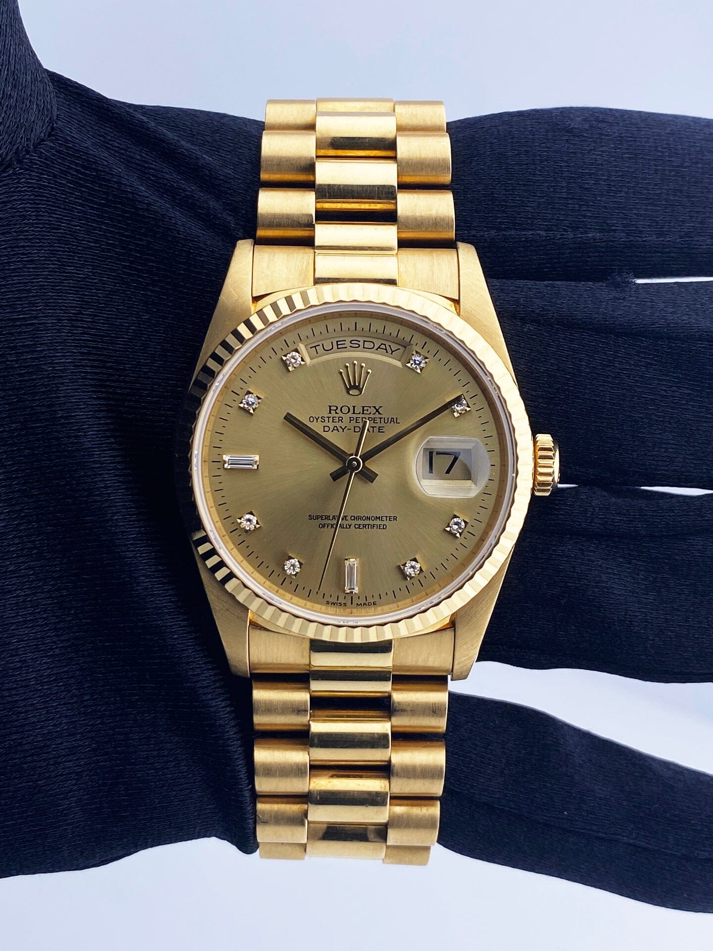 Rolex Day Date 18238 President Diamond Dial Mens Watch - Wristwatch