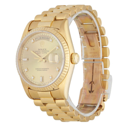 Rolex Day Date 18238 President Diamond Dial Mens Watch - Wristwatch