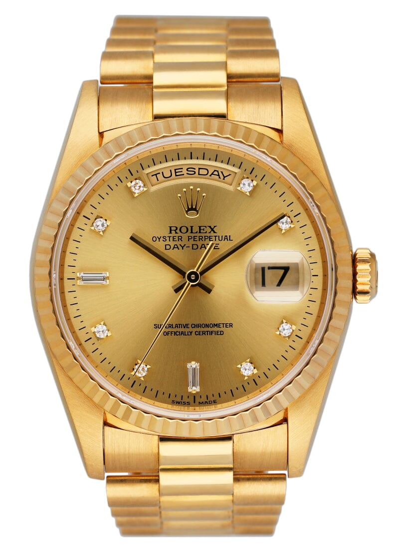 Rolex Day Date 18238 President Diamond Dial Mens Watch - Wristwatch