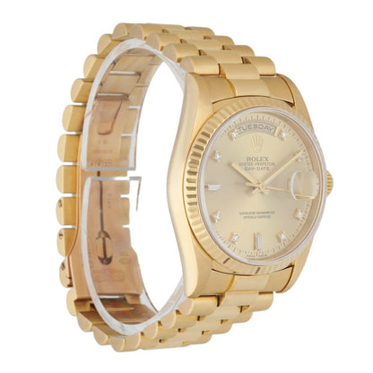 Rolex Day Date 18238 President Diamond Dial Mens Watch - Wristwatch