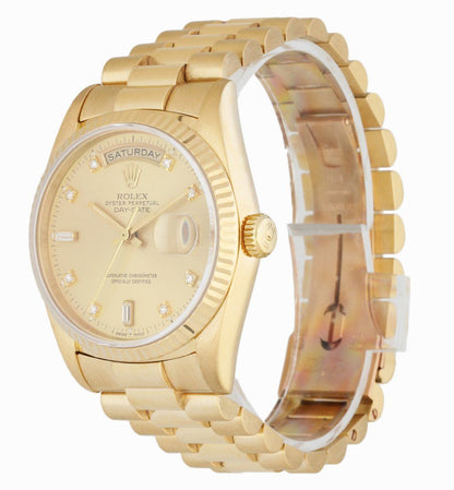 Rolex Day Date 18238 President Diamond Dial Box Papers - Wristwatch