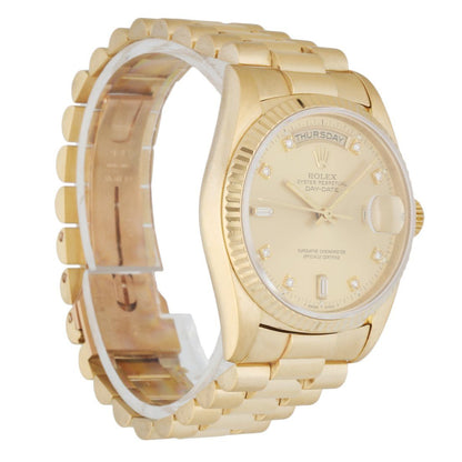 Rolex Day Date 18238 President Diamond Dial Men's Watch Box & Papers