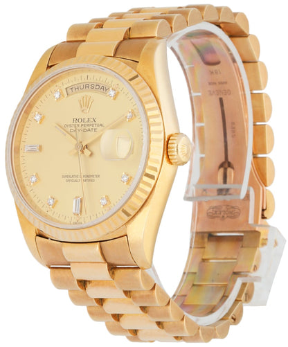 Rolex Day Date 18238 President Diamond Dial Men’s Watch Box & Papers - Virtual